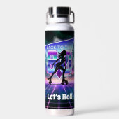 Vaporwave Roller Schaats verjaardagsfeestje Waterfles (Achterkant)