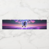 Vaporwave Roller Schaats verjaardagsfeestje Waterfles Etiket (Enkel label)