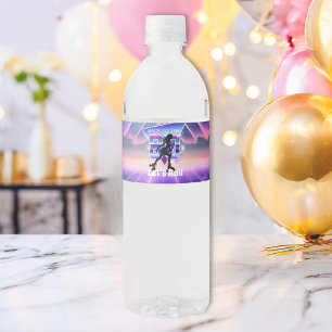 Vaporwave Roller Schaats verjaardagsfeestje Waterfles Etiket