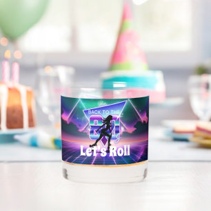 Vaporwave Roller Schaats verjaardagsfeestje Whisky Glas