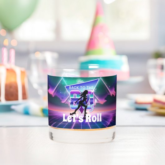 Vaporwave Roller Schaats verjaardagsfeestje Whisky Glas (Insitu (Verjaardag))