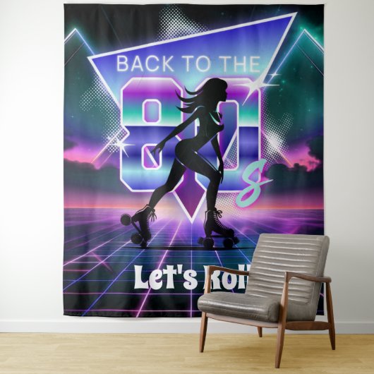 Vaporwave Roller Skate Verjaardagsfeestje Wandkleed (In situ)