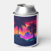 Vaporwave rotsen en palmbomen blikjeskoeler (Blikje Voorkant)