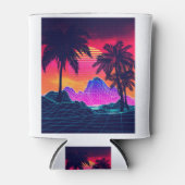 Vaporwave rotsen en palmbomen blikjeskoeler (Voorkant)