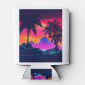 Vaporwave rotsen en palmbomen blikjeskoeler (Achterkant)