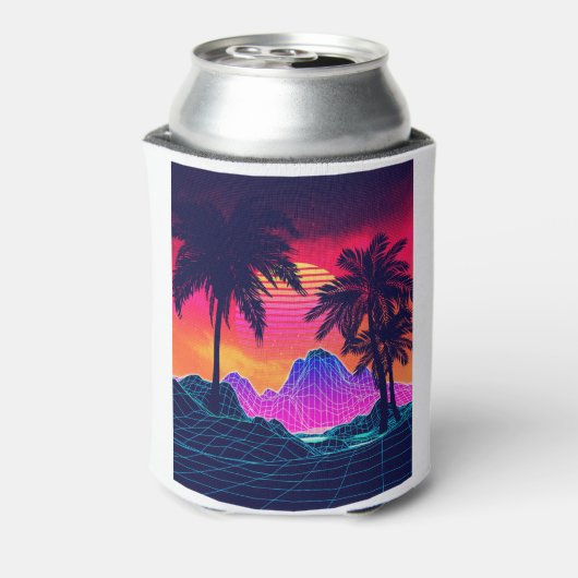 Vaporwave rotsen en palmbomen blikjeskoeler (Blikje Achterkant)