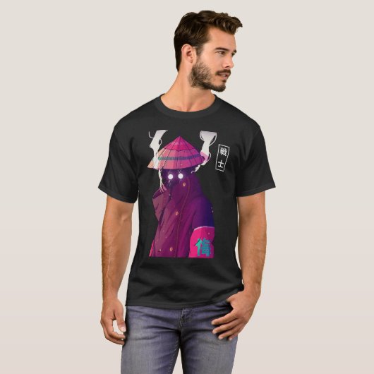 Vaporwave Samurai Warrior New Urban Japanese Style T-shirt (Voorkant volledig)
