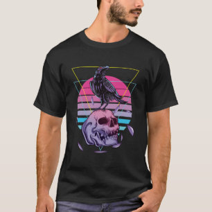 Vaporwave Schedel En Kraai Esthetiek Pastel Goth T-shirt