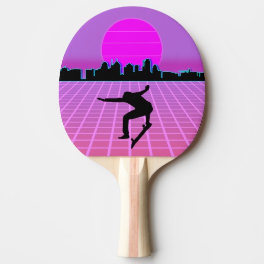 Vaporwave skateboarder Retro 80's Tafeltennisbatje (Voorkant)
