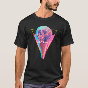 Vaporwave Skull Melding Ice Cone Glitch Aest T-shirt