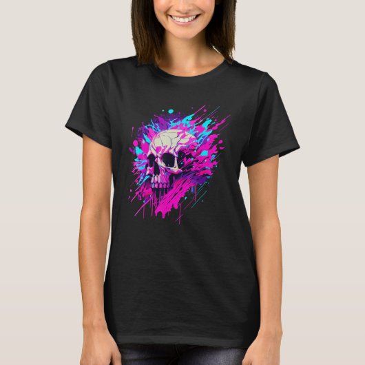 Vaporwave Skull Urban Aesthetic Pastel Goth Street T-shirt (Voorkant)