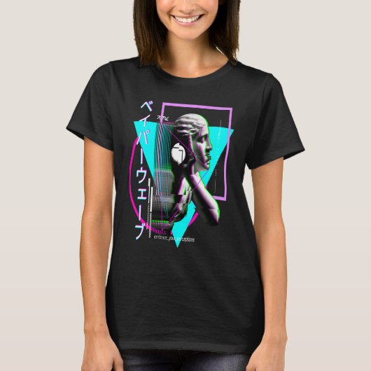 Vaporwave Statue Aesthetic Glitch Japanese Otaku T-shirt (Voorkant)