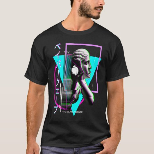 Vaporwave Statue Aesthetic Glitch Japanese Otaku T-shirt (Voorkant)