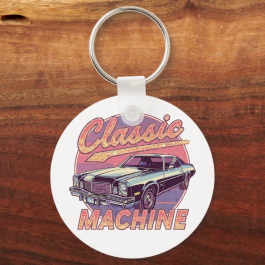 Vaporwave stijl klassieke auto sleutelhanger (Voorkant)