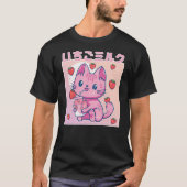 Vaporwave Strawberry Cat 90s Japanese Kawaii Straw T-shirt (Voorkant)