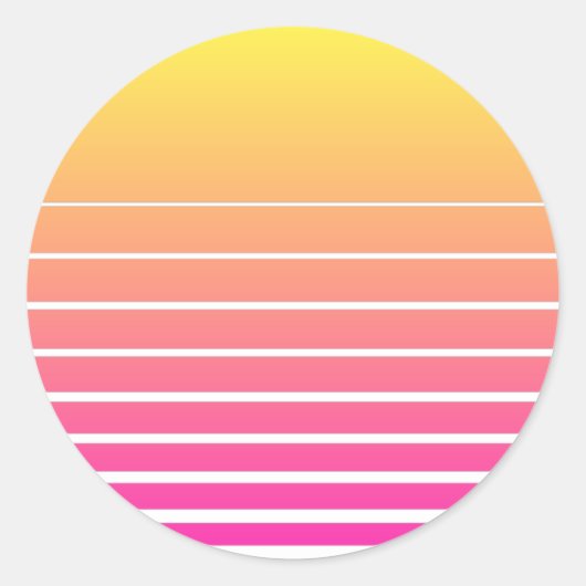 Vaporwave Sun Ronde Sticker (Voorkant)