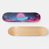 Vaporwave Sunset Landschap, Retro-futuristisch ont Persoonlijk Skateboard (Horizontaal)