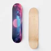Vaporwave Sunset Landschap, Retro-futuristisch ont Persoonlijk Skateboard (Voorkant)