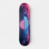 Vaporwave Sunset Landschap, Retro-futuristisch ont Persoonlijk Skateboard (Voorkant)