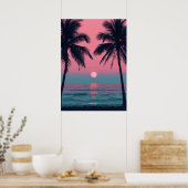 Vaporwave Sunset Palm Trees – Aesthetic Beach Wall Poster (Keuken)