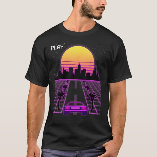 Vaporwave Sunset Synthwave Cyberpunk Outrun 80s Me T-shirt (Voorkant)
