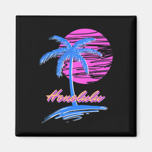 Vaporwave Synth Outrun Sunset 80s Beach Retro Hono Magneet