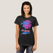 Vaporwave Synth Outrun Sunset 80s Beach Retro Hono T-shirt (Voorkant volledig)