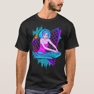 Vaporwave Synthwave DJ Girl 1980 en 1990 Gift T-shirt