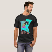 Vaporwave Synthwave Dolphin Ocean Kanjis T-shirt (Voorkant volledig)