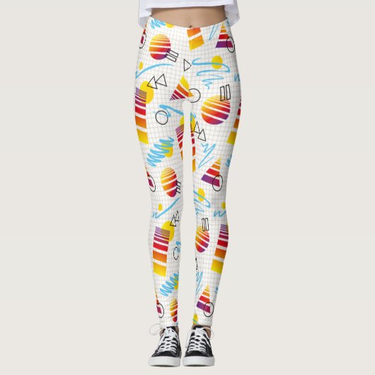 Vaporwave Synthwave Retro Stijl Yoga Leggings (Voorkant)
