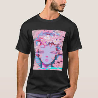 Vaporwave Synthwave Retrowave Glitch Cherry Blosso T-shirt