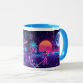 Vaporwave Synthwave Ruimtemannen 90s Retro Mok (Voorkant rechts)