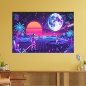 Vaporwave Synthwave Ruimtemannen Retro Kunst Canvas Afdruk (Insitu (Woonkamer))