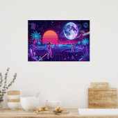 Vaporwave Synthwave Ruimtemannen Retro Kunst Poster (Keuken)