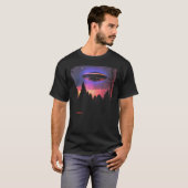 Vaporwave UFO Synthwave Alien Retro Glitch 90s AES T-shirt (Voorkant volledig)