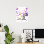 Vaporwave-valkparkiet Retro Zonsondergang Poster (Thuiskantoor)