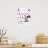 Vaporwave-valkparkiet Retro Zonsondergang Poster (Keuken)