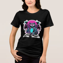 Vaporwave Wasbeer Retro 80s Esthetiek Tri-Blend Shirt