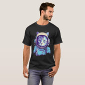 Vaporwave Wave Cat Astronaut T-shirt (Voorkant volledig)