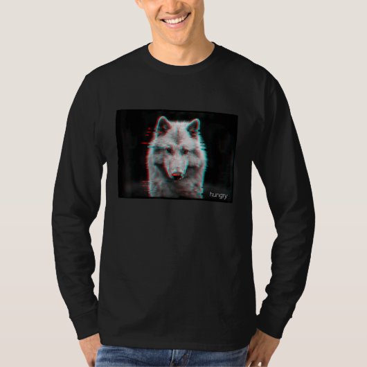 Vaporwave White Wolf Animal Snow Wolf Hungry T-shirt (Voorkant)
