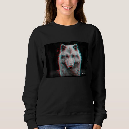 Vaporwave White Wolf Animal Snow Wolf Hungry Trui (Voorkant)