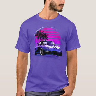 Vaporwave zonsondergang 80S Auto retro vrienden vr T-shirt