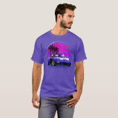 Vaporwave zonsondergang 80S Auto retro vrienden vr T-shirt (Voorkant volledig)