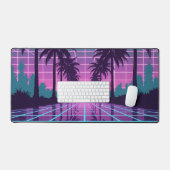 Vaporwave Zonsondergang Palmboom Neon Grid Bureaum Bureaumat (Keyboard & Muis)