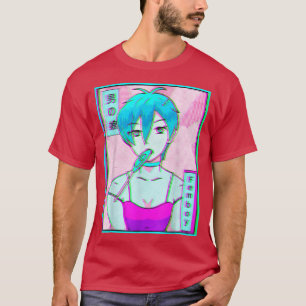 Vapowave Aesthetic Anime Boy Retro Glitch T-shirt