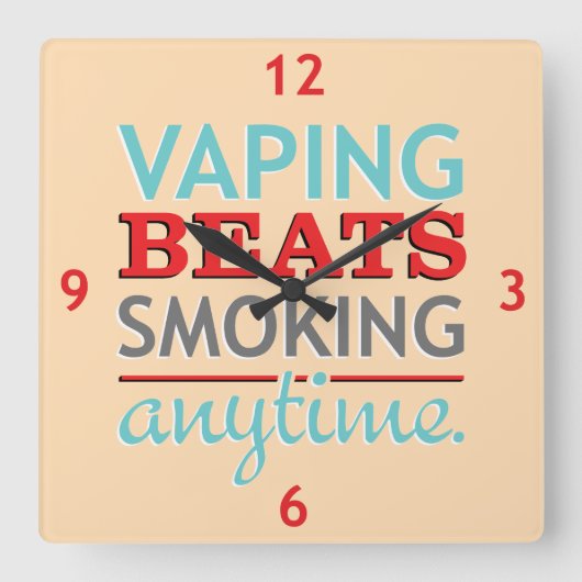 Vapt slaat altijd roken vierkante klok (Voorkant)
