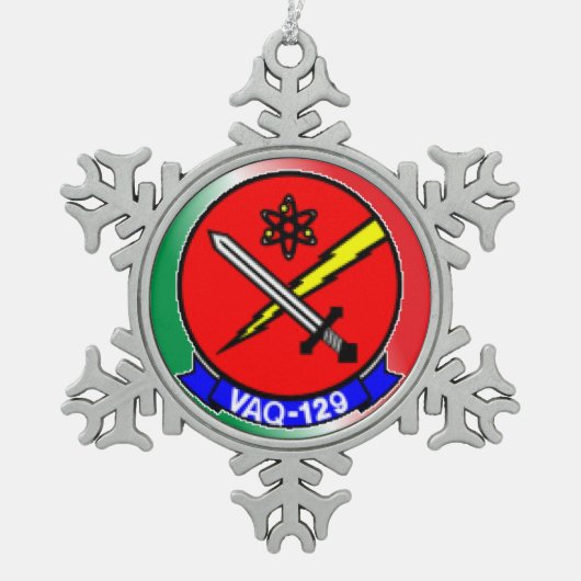 VAQ-129 Pewter-kerstversiering Tin Sneeuwvlok Ornament (Voorkant)