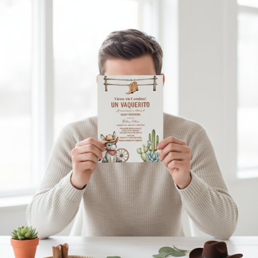 Vaquerito en Camino Spanish cowboy baby shower Kaart