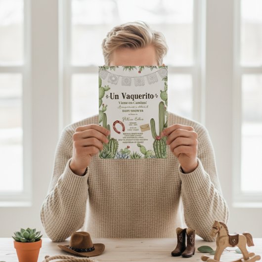 Vaquerito en Camino Spanish cowboy baby shower Kaart