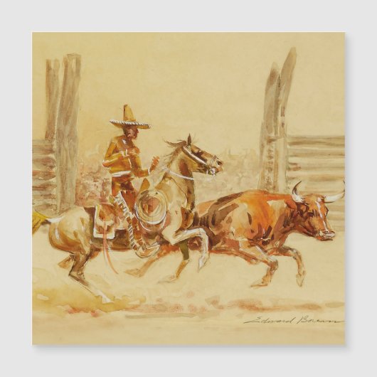 Vaquero en Steer door Edward Borein (Voorkant)